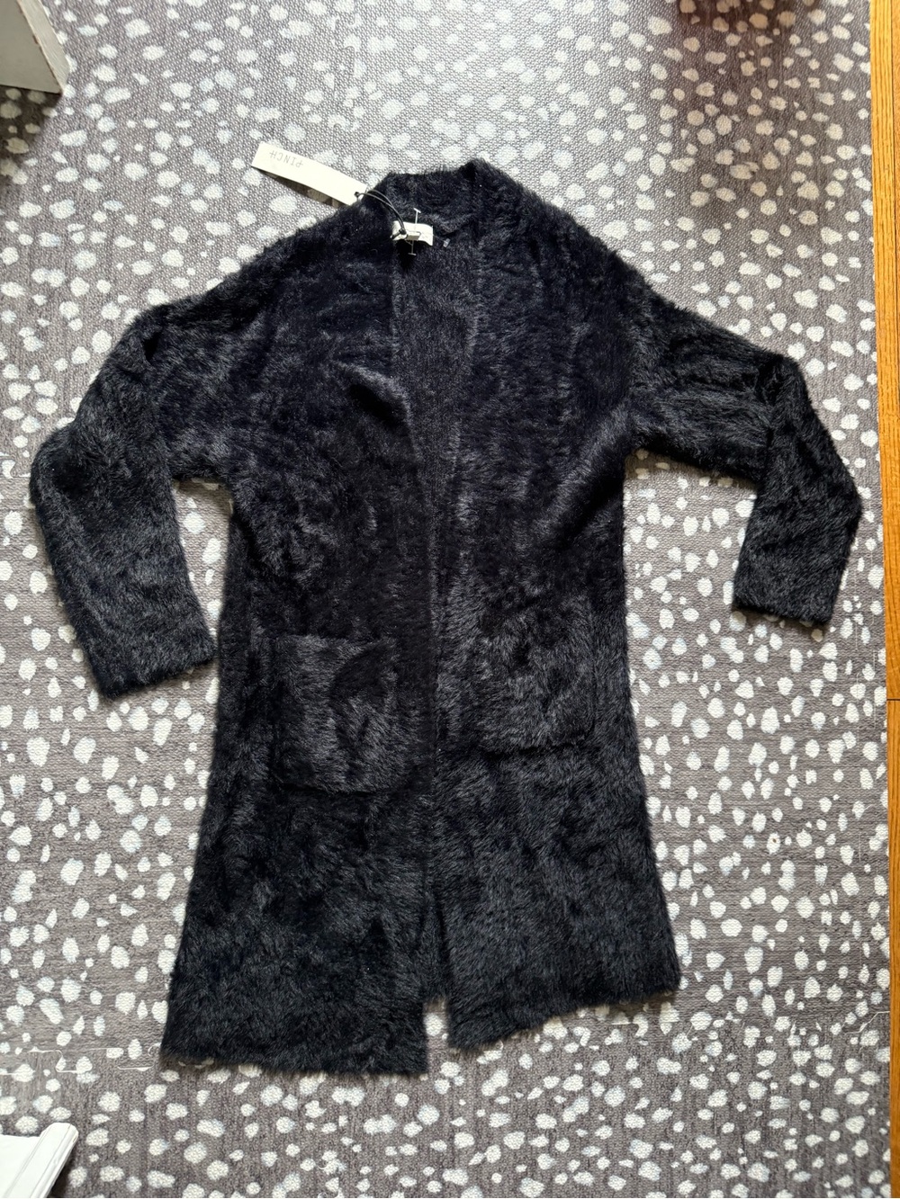 Pinch Black Fuzzy Open Front Cardigan - Size Small / Medium - NWT